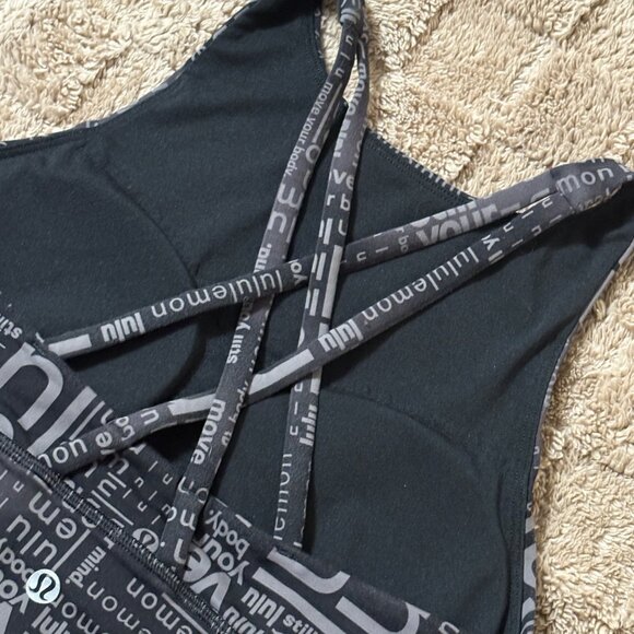 Like New Lululemon Energy High-Neck Longline Sports Bra  Crop Top Ombre Black 4 - Picture 5 of 8